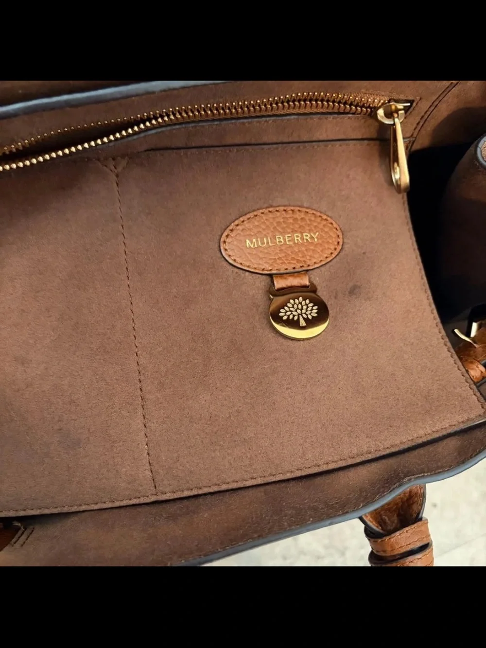 Mulberry Brown Leather Top-Handle Satchel